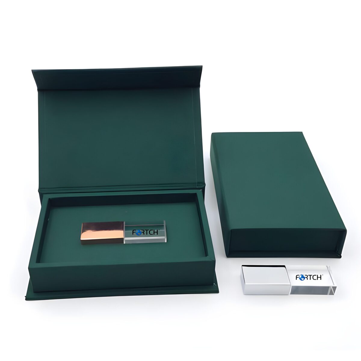 Emerald Green Linen USB Box